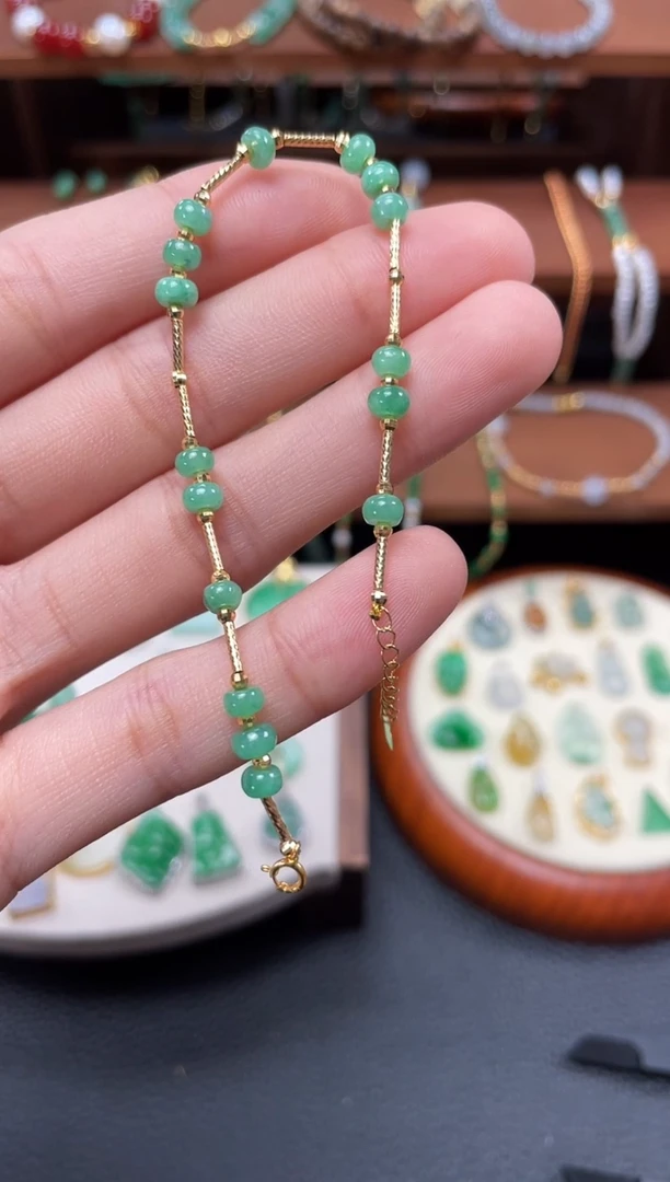 【闪购商品】翡翠套链18K金镶嵌一个  JK359