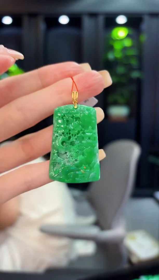 翡翠18K金镶嵌颈饰 缅料A货/支持复检/一件