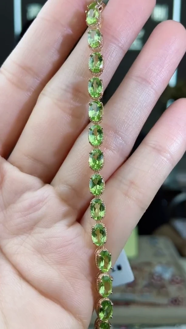 【闪购商品】橄榄石手链银S925镶嵌手链