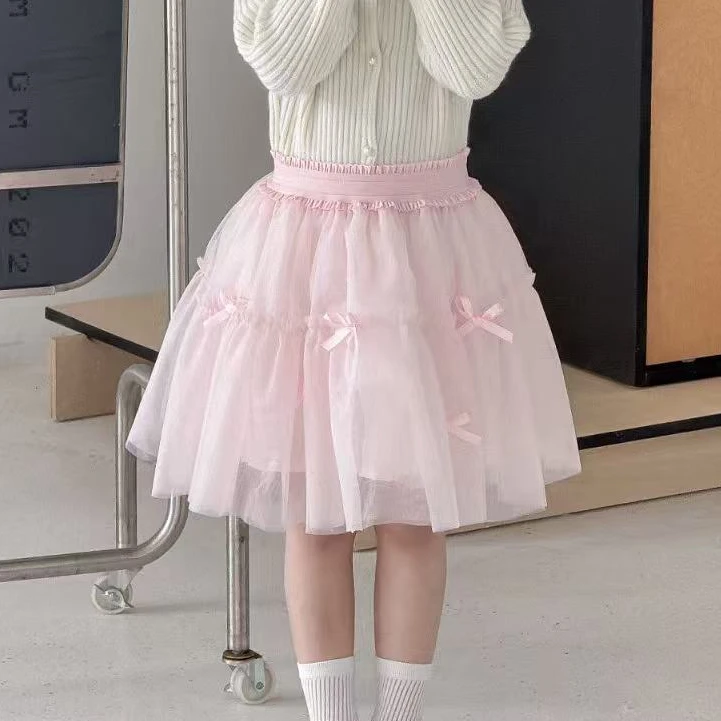 【橘子酱】女童春夏甜美可爱蝴蝶结纱裙宝宝洋气百搭公主花边网纱裙