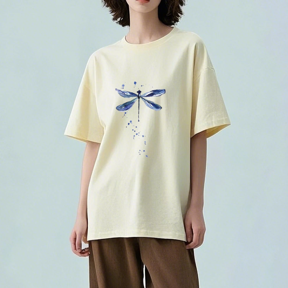 短袖T恤纯棉国潮水墨休闲男女同款百搭ins圆领喷绘印花