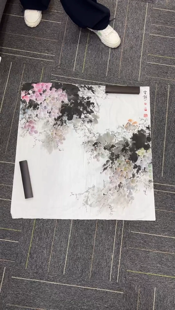 国画国画国画鉴赏手绘实稿-葡萄-70*70
