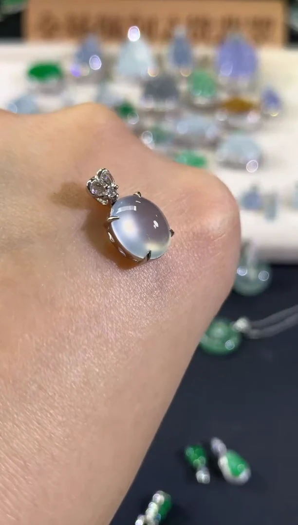 吊坠(不含链)18K金镶嵌翡翠A535|3980