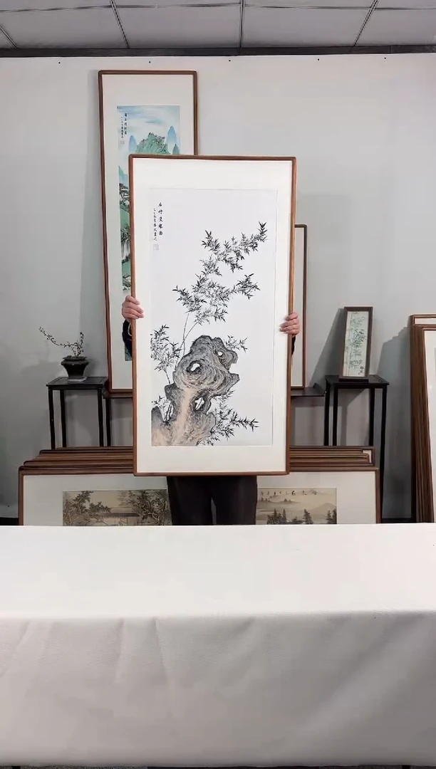 国画手绘*石竹双雅图*62*122cm