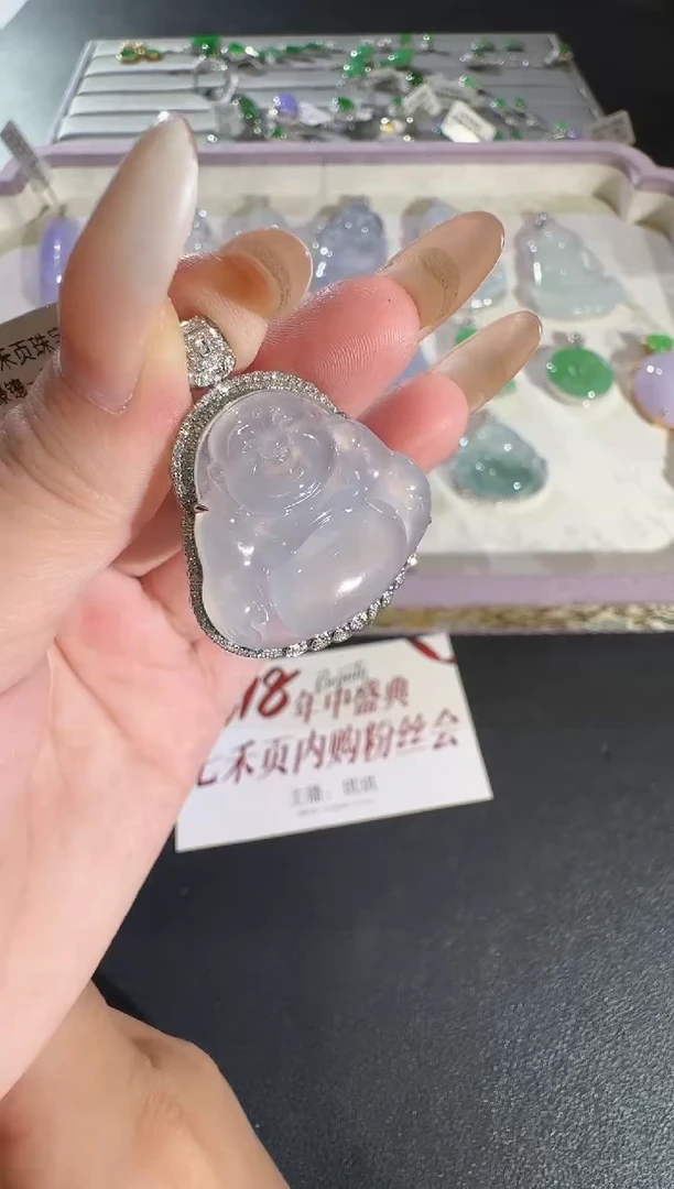 翡翠18K金镶嵌吊坠(不含链)【源头工厂】钻石镶嵌