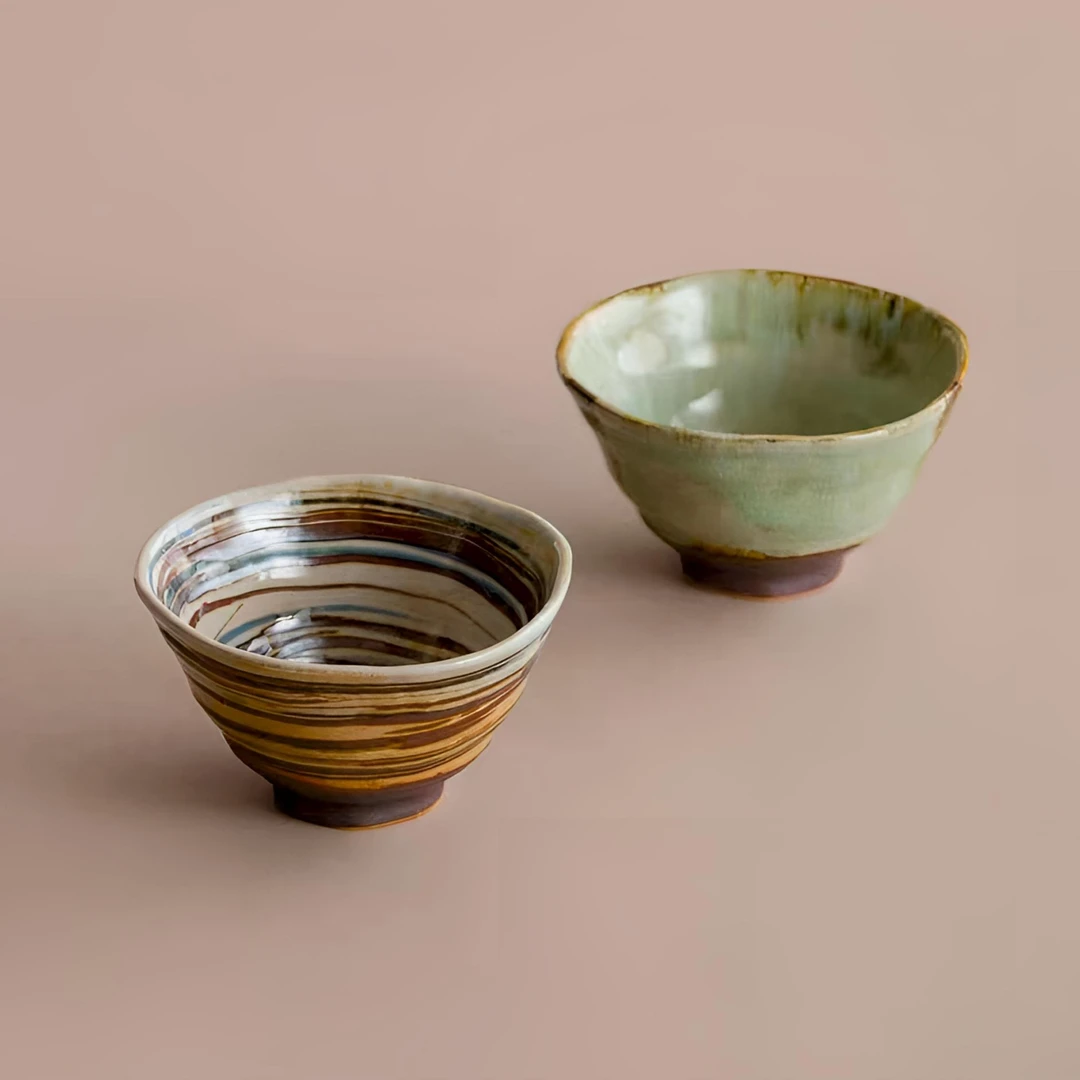 {新品}日本进口万古烧斗笠碗饭碗日式复古粗陶家用吃饭碗汤碗