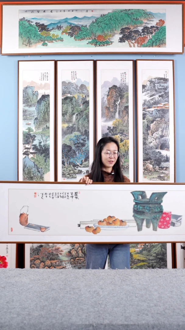 【闪购商品】国画张现军《盛世吉安》手绘带框162*47