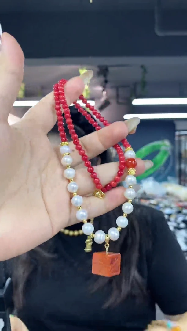 未镶嵌项链淡水珍珠多样性发其一颜色微差