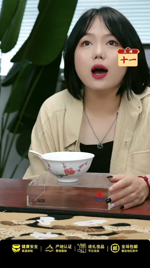 1个正价翠竹红梅5寸碗