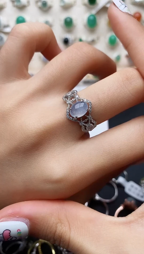 【闪购商品】翡翠戒指银S925镶嵌缅甸翡翠