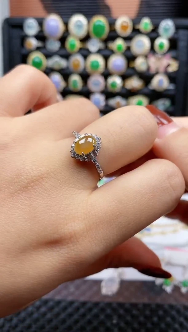 银S925镶嵌戒指翡翠174