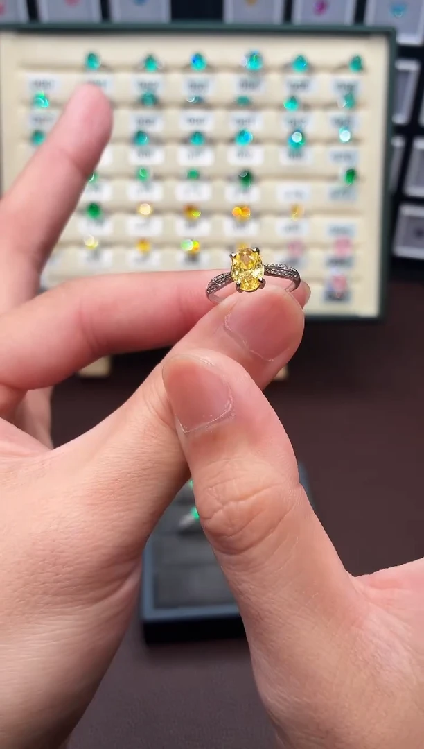 戒指彩色蓝宝石银S925镶嵌1111