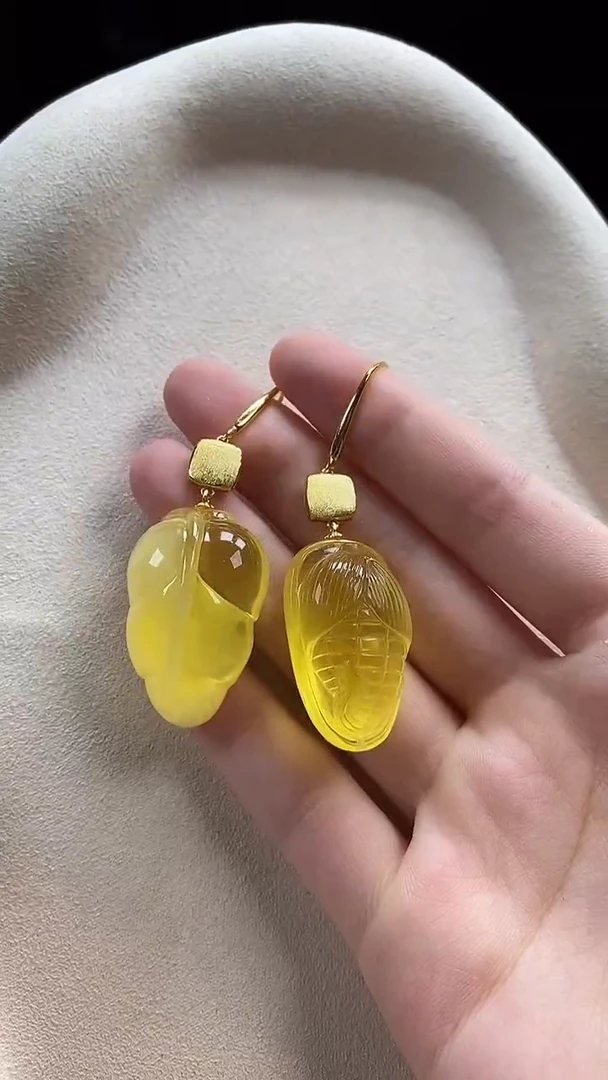 琥珀未镶嵌耳饰耳环耳环