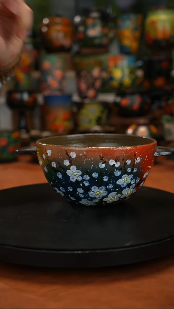 紫砂油画釉下彩手绘