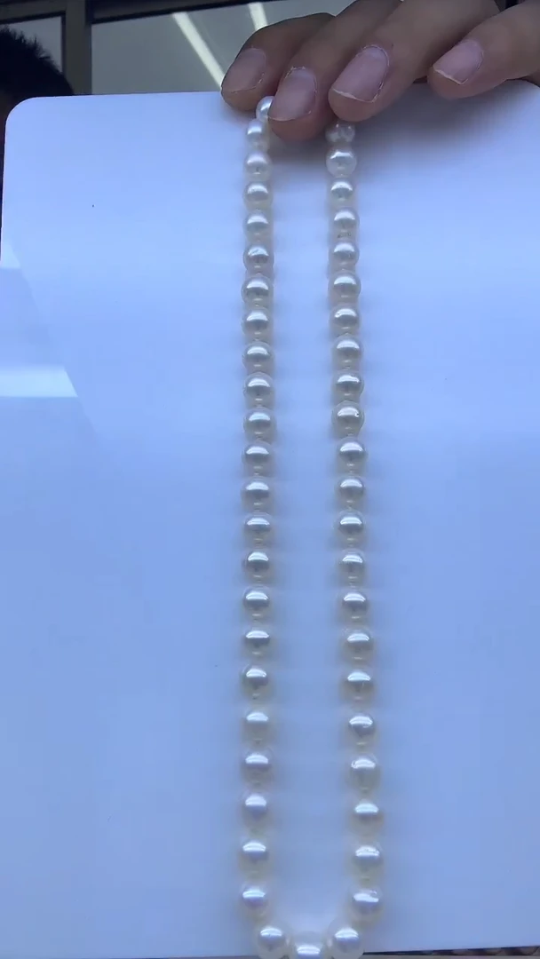 颈饰银S925镶嵌淡水珍珠9-10mm珍珠项链