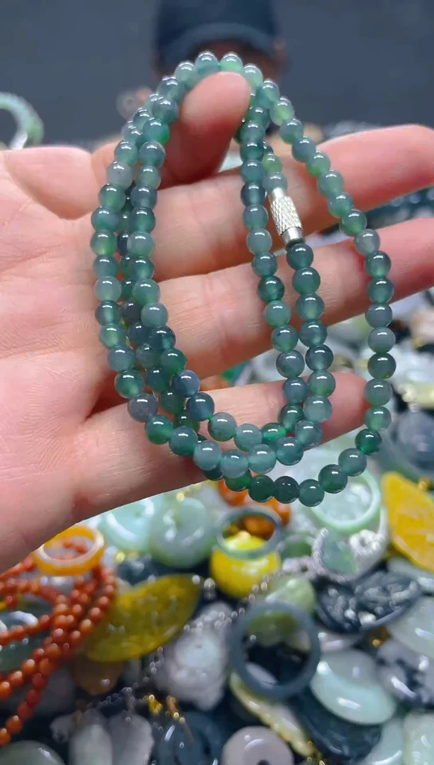 翡翠未镶嵌颈饰4mm/N/翡翠A货,1件也是批发价
