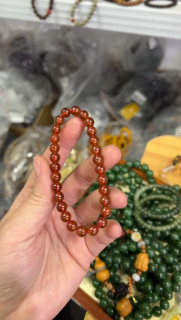 【闪购商品】石榴石手链未镶嵌芬达石榴石圆珠手链[0643]