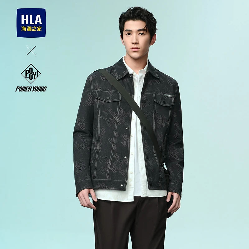 【POWER YOUNG系列】HLA海澜之家夹克男新翻领工装印花外套春夏