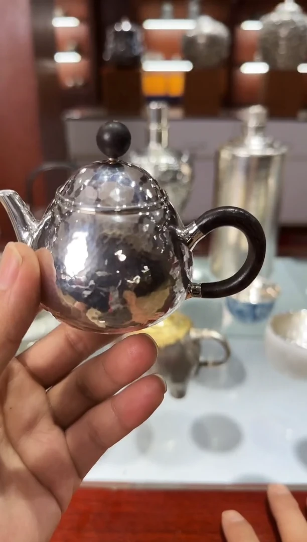足银999精工手工镜面抛光龙蛋泡茶壶