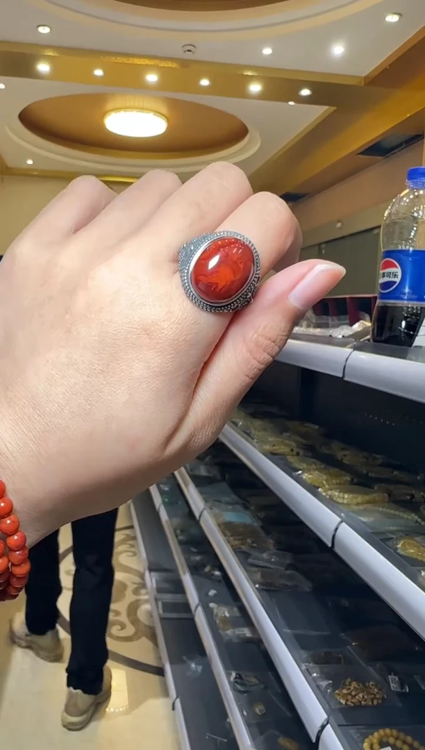 【闪购商品】南红玛瑙戒指银S925镶嵌南红大戒指
