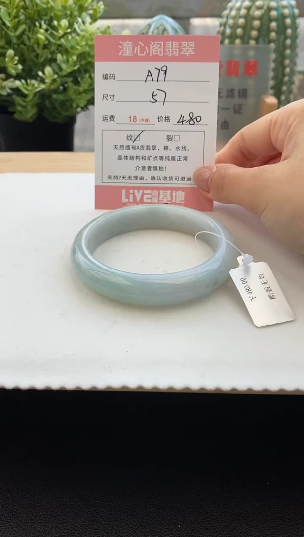 未镶嵌手镯翡翠57圈口 编码 A79