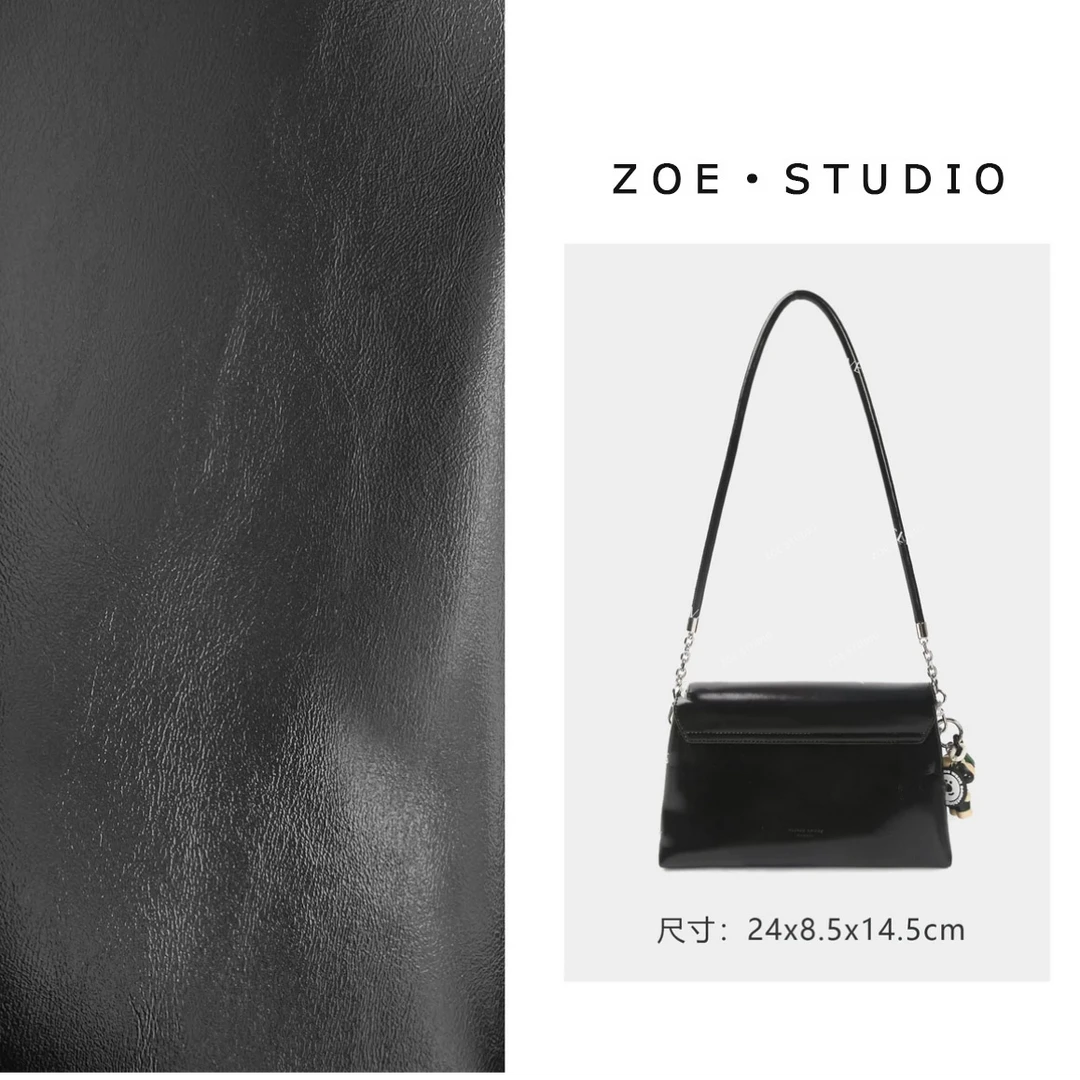 【佐伊甄选】SKL-7332-黑色轻奢女士时尚潮流百搭单肩斜挎包漆皮
