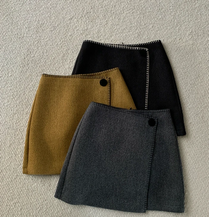 外穿毛呢短裤女秋冬季高腰A字靴裤显瘦 配靴子西装阔腿裤2587