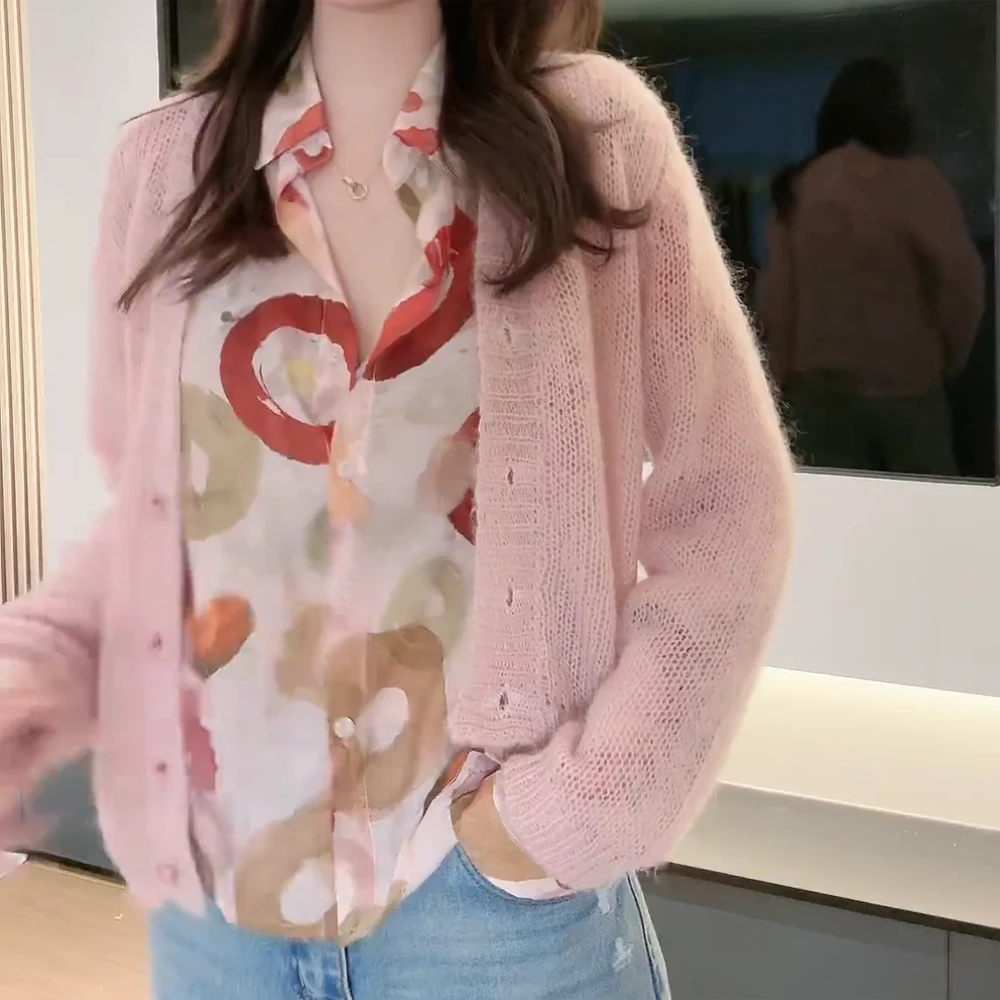 洋气温柔减龄毛衣慵懒风宽松显瘦长袖针织开衫防晒外套女春