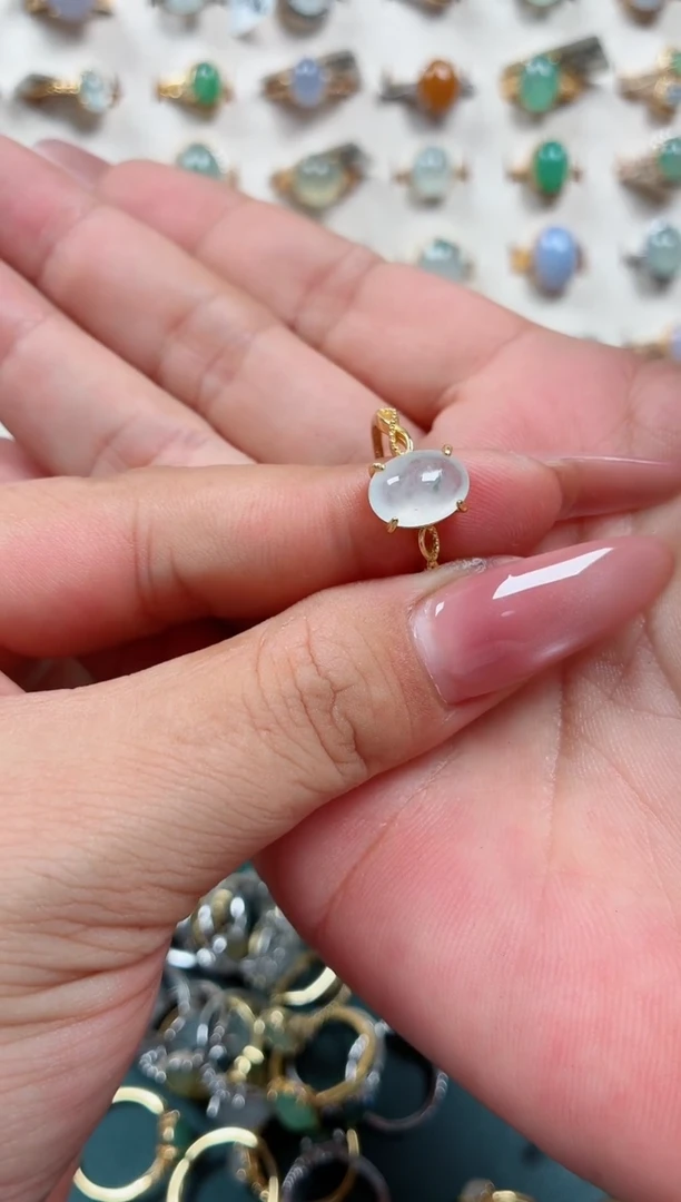 银S925镶嵌戒指翡翠.