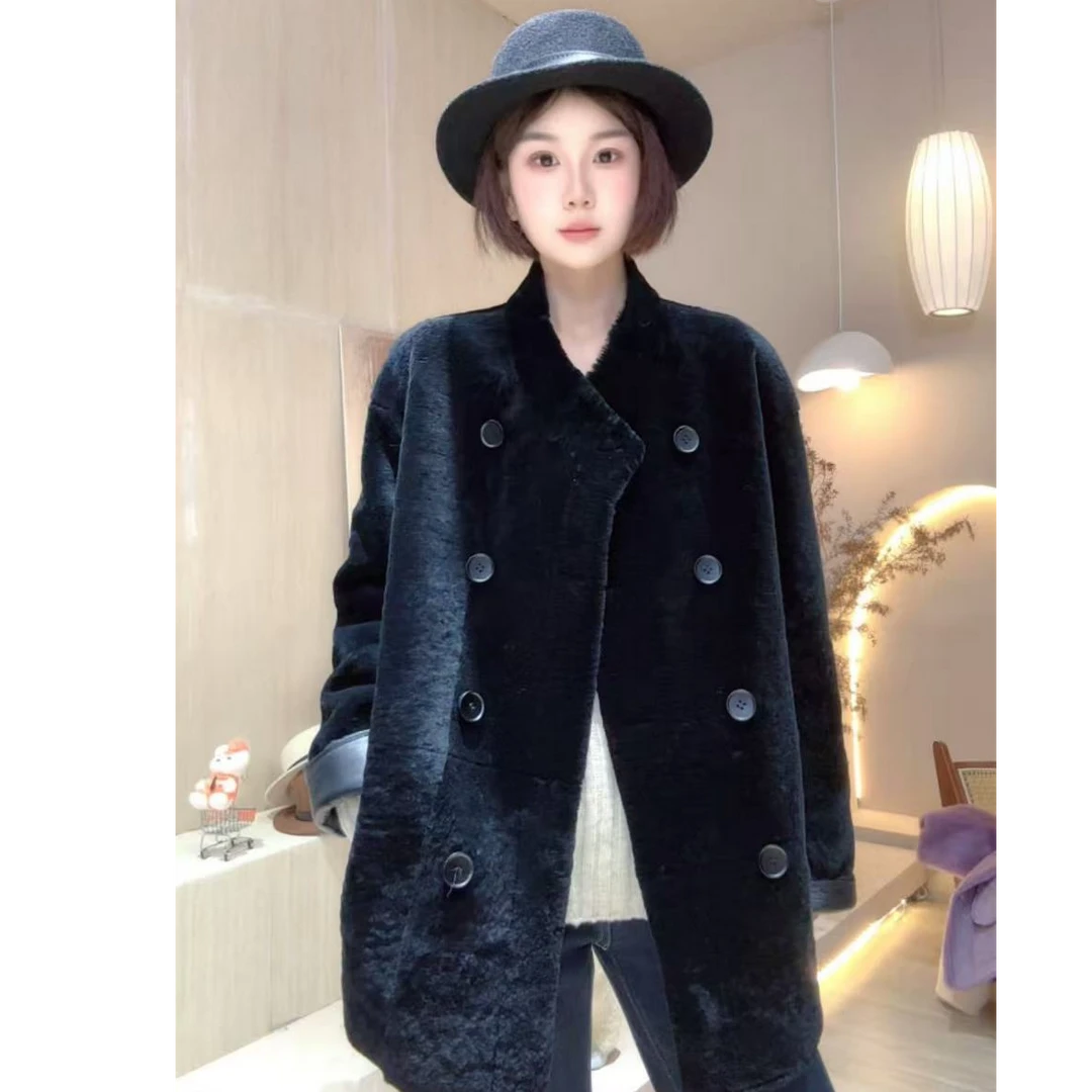 水波纹羊皮毛一体外套886886