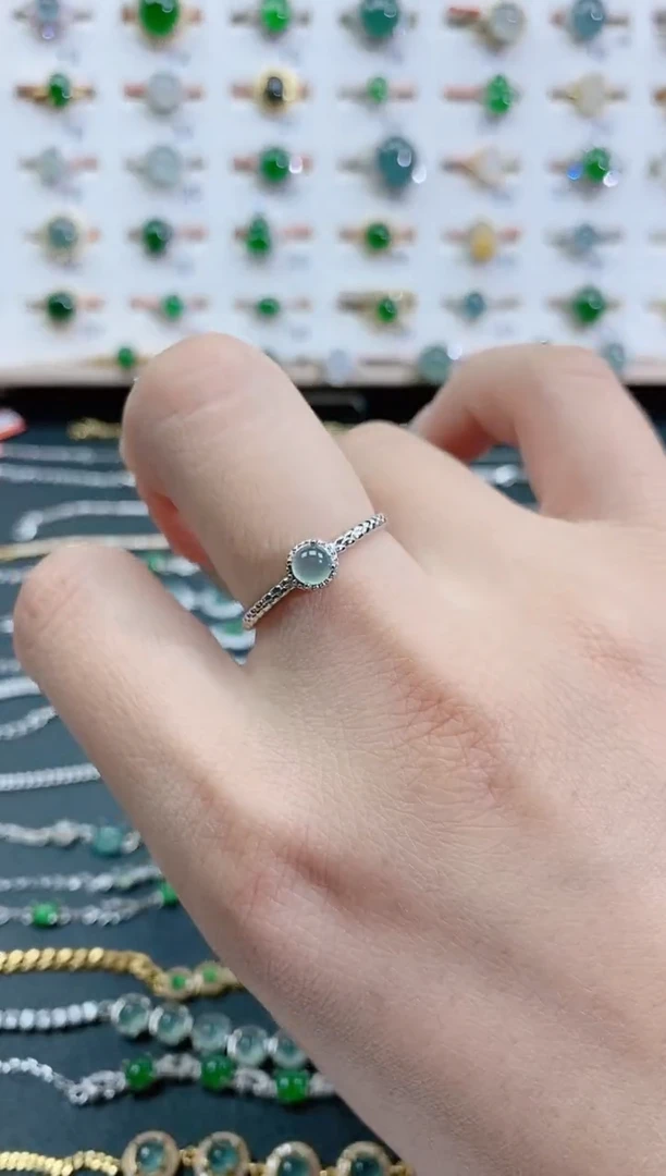 银S925镶嵌戒指翡翠天然翡翠