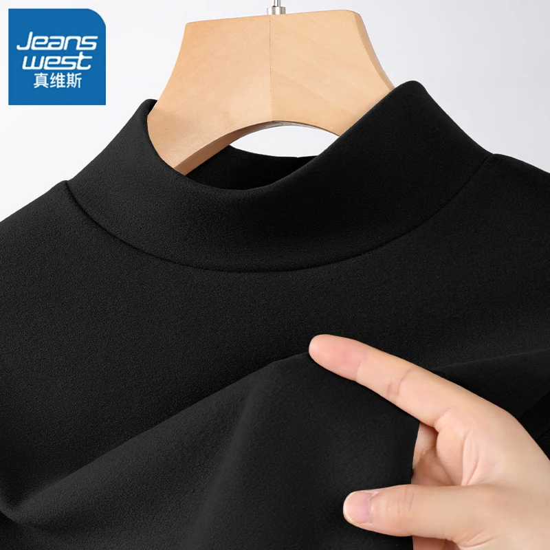 真维斯加绒半高领内搭打底衫女2026新款秋冬修身显瘦体恤保暖上衣