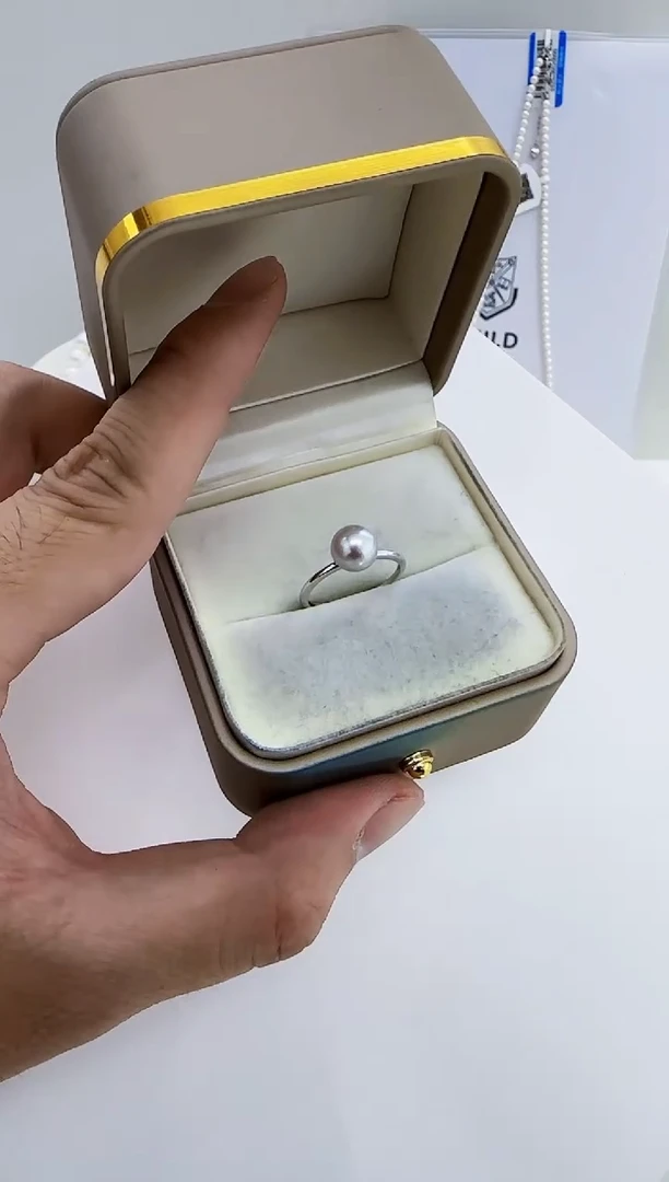 银S925镶嵌海水珍珠DA珍珠戒指7-8 y335