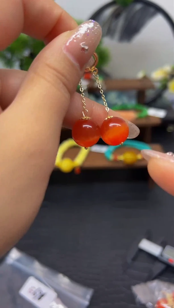 【闪购商品】碧玺猫眼耳饰14K金镶嵌耳饰E696