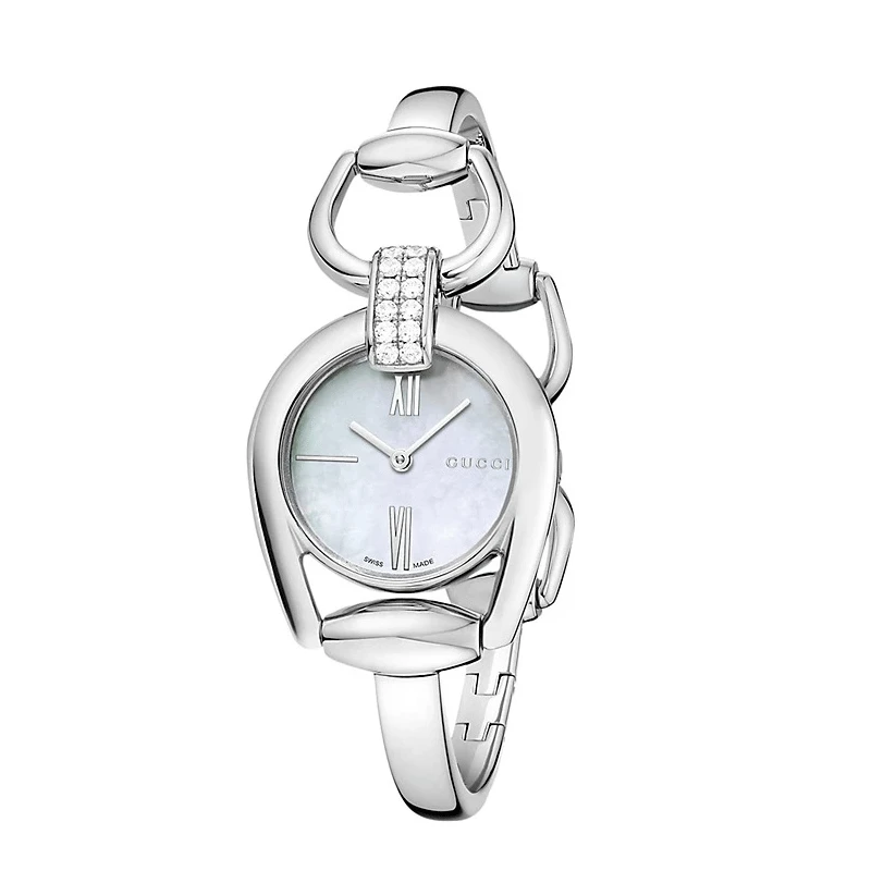 【Cc专属】GUCCI古驰HORSEBIT系列银色28MM石英腕表YA139504