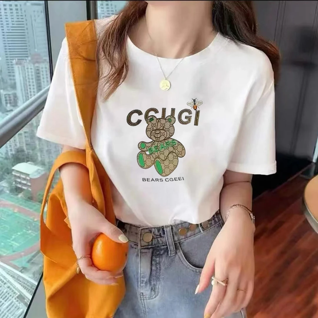 夏天时尚百搭休闲印花设计感短袖蜜蜂小熊