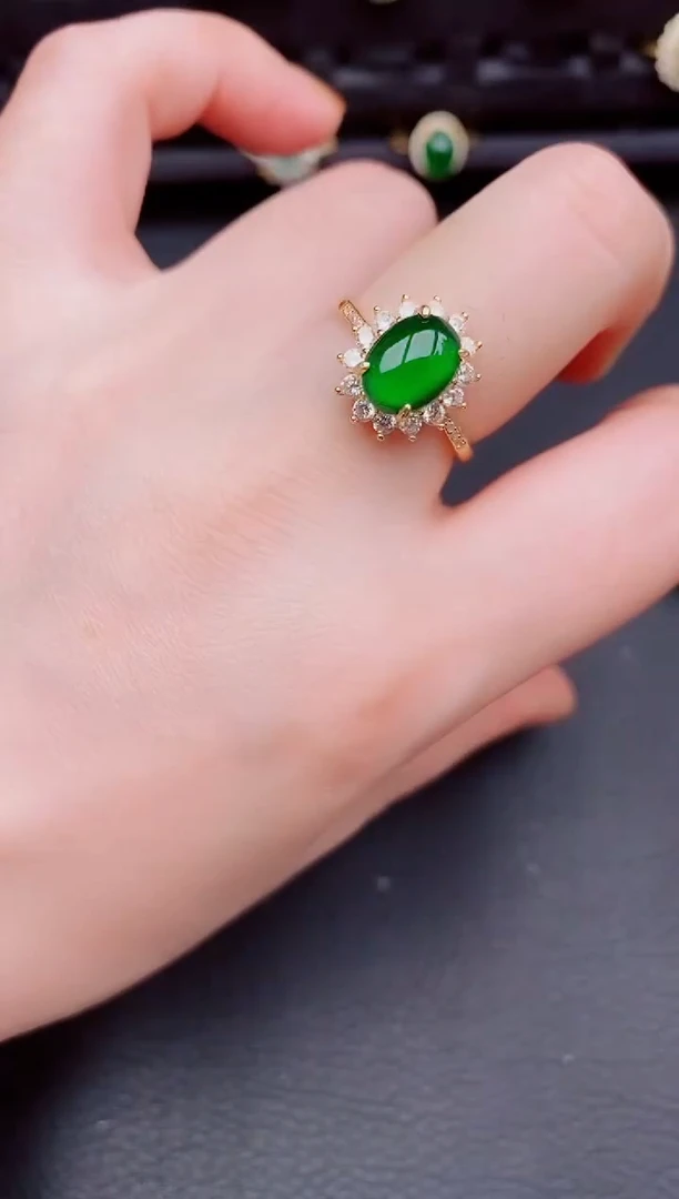【闪购商品】翡翠戒指银S925镶嵌天然a货翡翠178