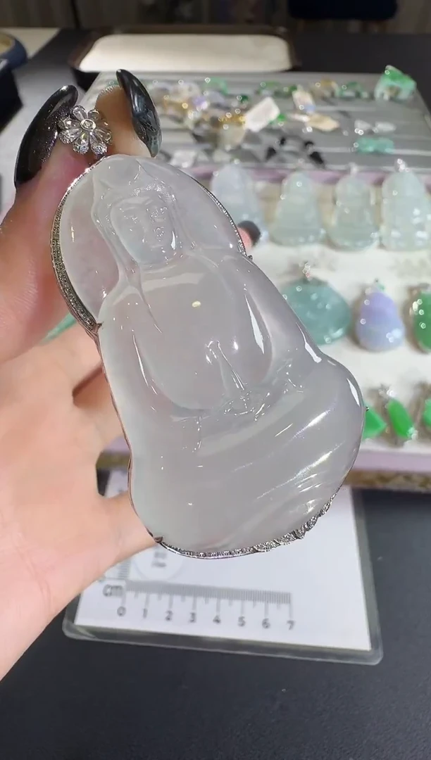 吊坠(不含链)18K金镶嵌翡翠【源头工厂】钻石镶嵌