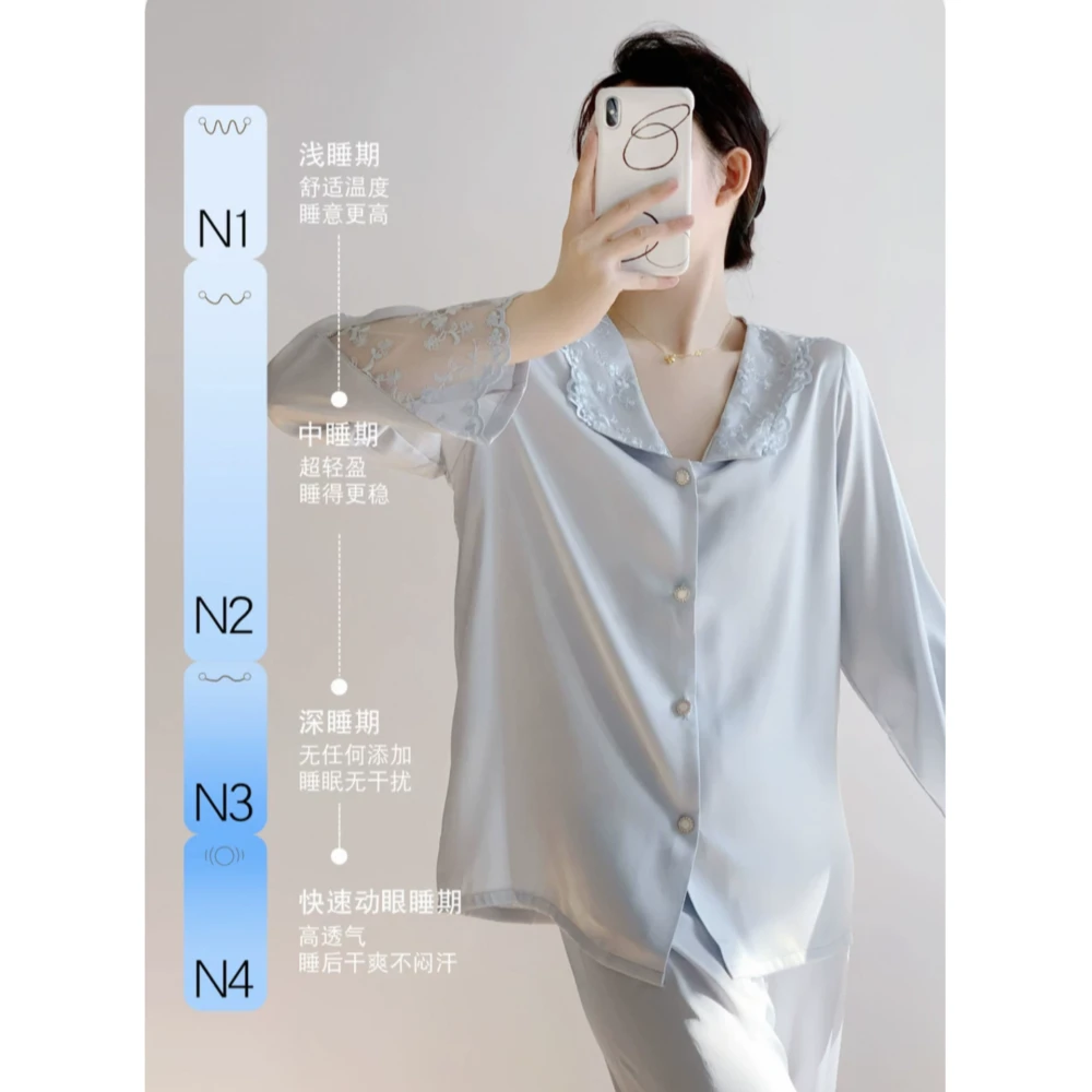 【现货+运险】春秋新款睡衣女2025高级感长袖蕾丝刺绣家居服套装