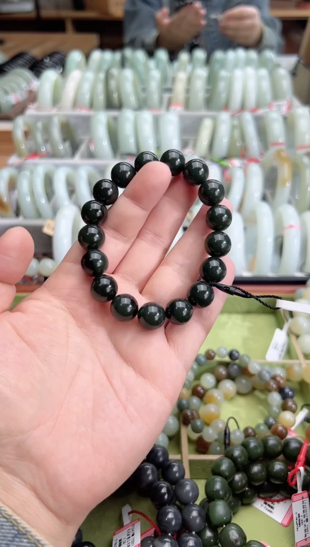 未镶嵌手串和田玉若羌料二道桥青玉手串卡12