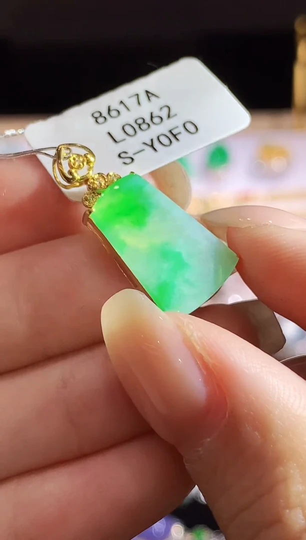 翡翠18K金镶嵌吊坠(不含链)L0862多样性发其一