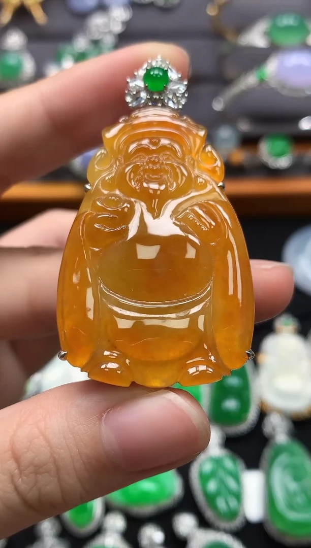吊坠(不含链)18K金镶嵌翡翠翡翠
