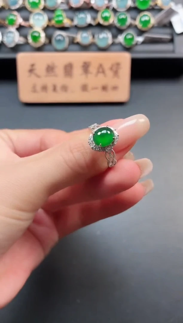 银S925镶嵌戒指翡翠111