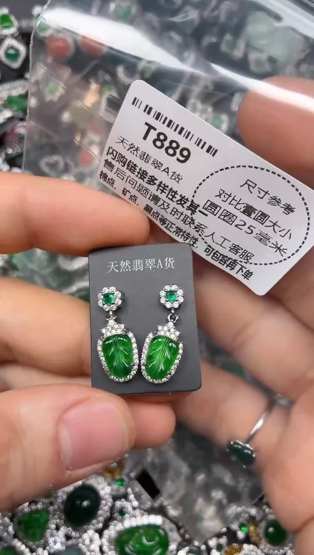 颈饰未镶嵌翡翠T889耳钉