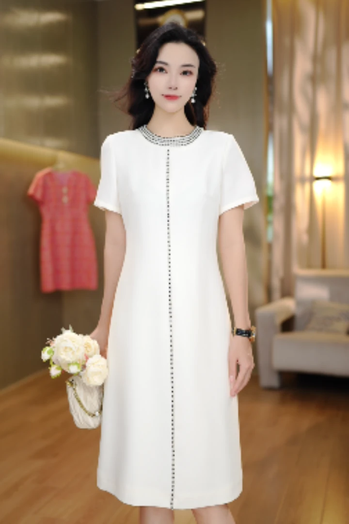 【南油虹姐】夏季新款高腰裙夏季优雅通勤连衣裙小香风显瘦学院风