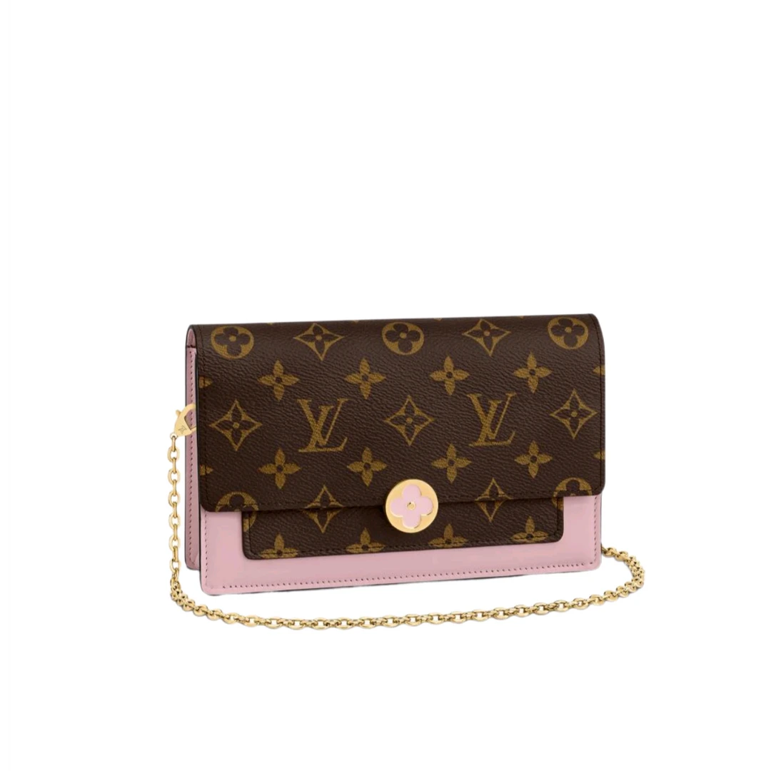 95新 LouisVuitton/路易威登 LV老花粉色花朵包单肩包 12991494