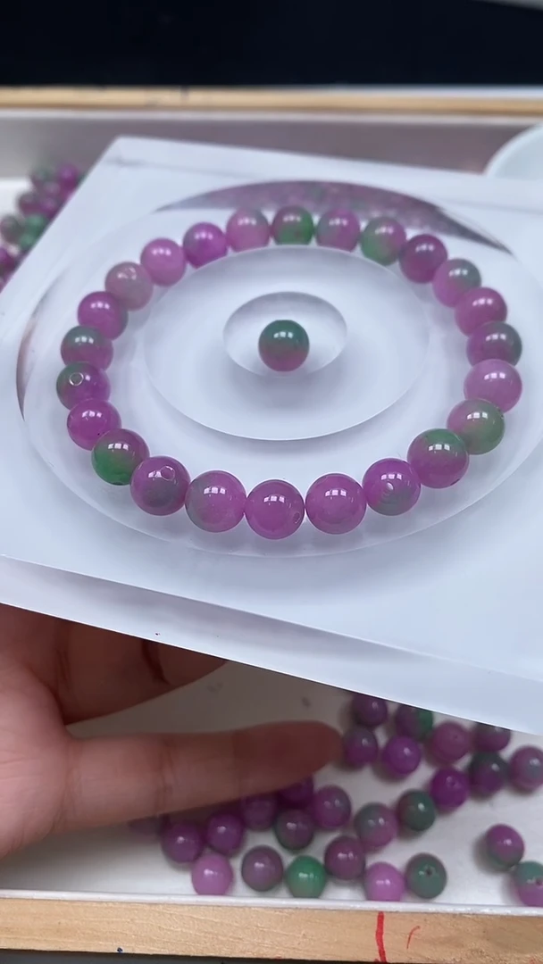 未镶嵌散珠石英质玉E78 春彩 玉8mm30颗8.8元