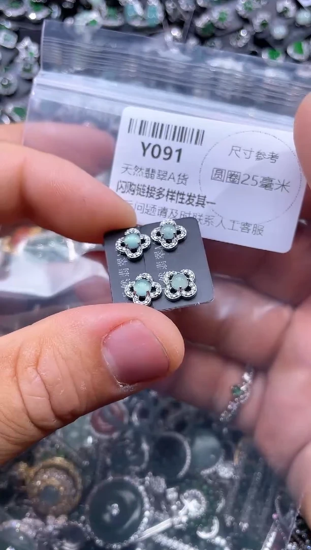 【闪购商品】翡翠颈饰未镶嵌Y091耳钉 多样性发其一