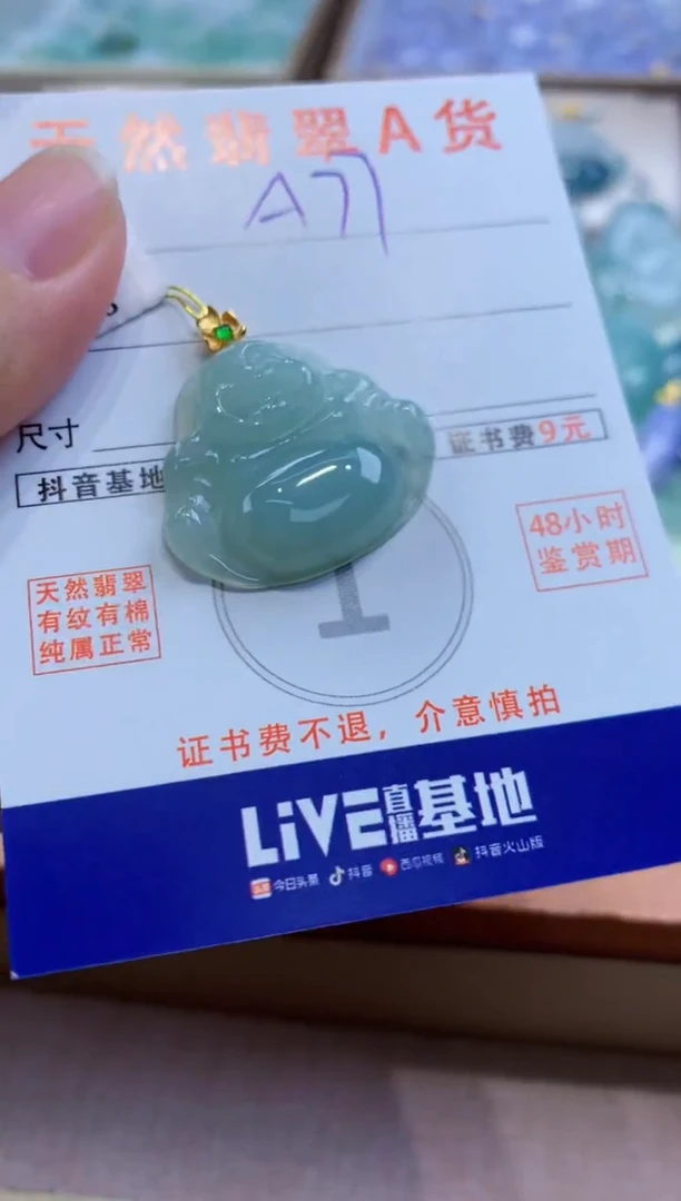 颈饰18K金镶嵌翡翠天然A货翡翠挂件