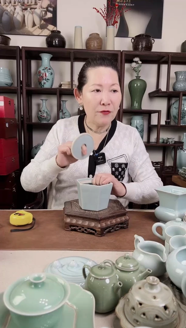 【闪购商品】杯青瓷 粉青 六方 建水